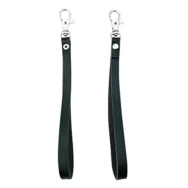 2 pcs Wristlet Strap, Genuine Leather Keychain Wristlet Keychain Hand Strap for Wallet Purse Clutch Cellphone Wristlet Key (Black)