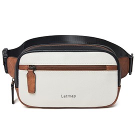 LATMAP 2L Fanny Packs Everywhere Belt Bag Small Fashion Crossbody Waist Pack Faux Leather Waterproof Sling Chest Bag for Women Trendy Beige