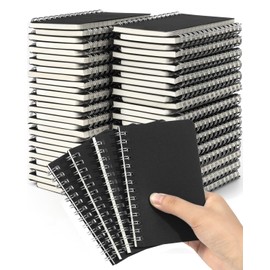 Dynta Spiral Notebooks Memo Pads 3x5 Bulk, 60 Packs Small Pocket Notebooks, Mini Notepads Black Cardboard Cover for Note-taking, Writing, Office, School, Work, College (60 Sheets/120 Pages)