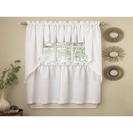 Sweet Home Collection Panels Sheer Rod Pocket Unique Styles and Prints, Polyester, Ribcord White, 2" W x 9" L (Pack of 1)