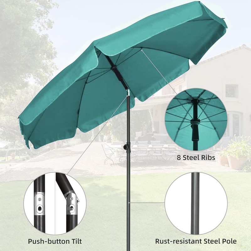 AMMSUN Patio Umbrella, 6.5 ft Outdoor Table Umbrella with Tilt