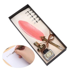 Quill Pen Set, Craft Calligraphy Pen Kit Retro for Students for Calligraphy Practicing for Writing for Teachers(pink)