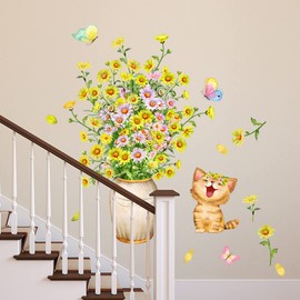 Generic Wall Sticker Flower Wild Chrysanthemum Tulip Roses Kinako Chrysanthemum Wall Stickers Wall Stickers Wall Paper Painting Waterproof Wall Stickers Removable Flowers Living Room Bedroom