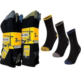 Snackmate Men's Work Socks Heavy Duty Cushioned Reinforced Heel For Steel Toe Boots Thick Breathable Socks Sports, Walking and Hiking UK Size 6-11 (12 Pairs)