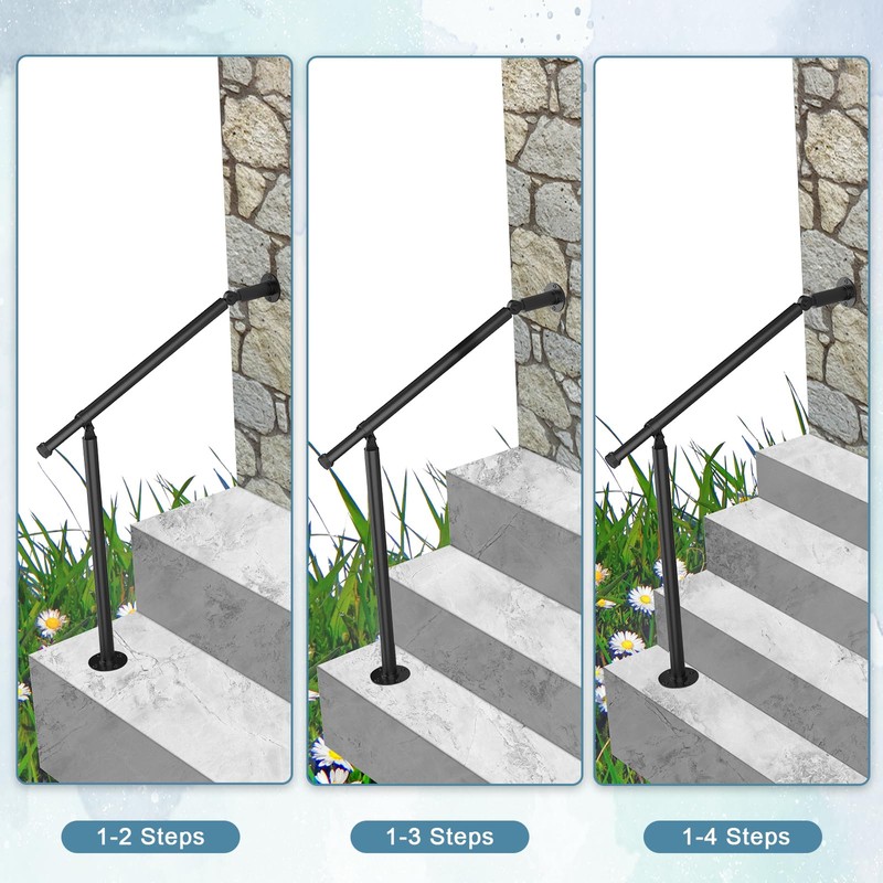 Hand Rails for Outdoor Steps,Metal Deck Railing Kit Fits 1