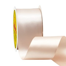 LEEQE Double Face Vanilla Satin Ribbon 2 inch X 25 Yards Polyester Vanilla Ribbon for Gift Wrapping Very Suitable for Weddings Party Hair Bow Invitation Decorations and More