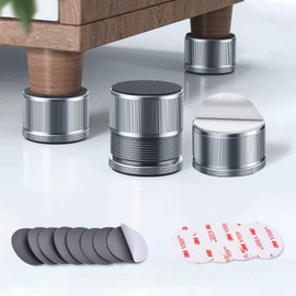 xuenair Furniture Risers 1 inch Adjustable,4 Pack Metal Bed Risers Lift Height 1"-1.7",Non-Slip Bottom Silicone Pad,Heavy Duty Couch Risers Sofa Risers (Small - Silver - 4 pcs)