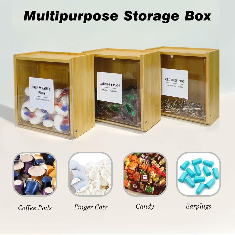 Gnjoyxuan Laundry Pods Container, Acrylic Wall Mounted Organizer with Extra