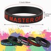 QEERBSIN 20 PCS Inspirational Silicone Bracelets Black Motivational Quote Rubber