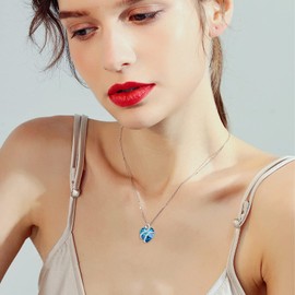 OHAYOO March Birthstone Necklace for Women Sterling Silver Aquamarine March Birthstone Necklace Birth stones Jewelry for Women Mom