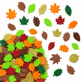 150Pcs Autumn Leaf Felt Stickers, Autumn Leaf Foam Cutter Stickers