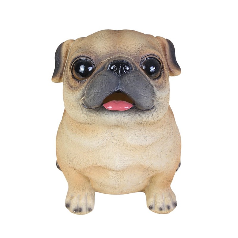 WAIT FLY Cute Pug Dog Shaped Resin Piggy Bank Coin