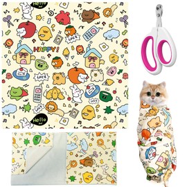 Glirop 2PCS Cat Grooming Wrap, Calming Wrap with Pet Nail Clippers Anti-Bite Wrap for Cutting Nails Cat Restraint for Clip Nails Clean Ears Brush Teeth Anti-Runaway Scratch Bitten Makeup Bag