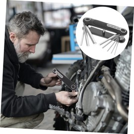 Tofficu Folding Wrench Set 8pc Key Set Ratchet Screwdriver Toolkit Compact for Car and Bike Repair