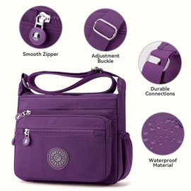 YYW Crossbody Bag for Women, Crossbody Bags with Adjustable Strap, Women's Crossbody Bag, Handbags, Waterproof, Multiple Pockets, Shoulder Bags, Messenger Bag for Women, Shopping,, #003purple, Unit