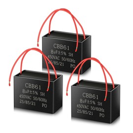CBB61 450V AC 8UF 50/60HZ Starter Capacitor, ANGEEK AC Motor Capacitor, Suitable for Ceiling Fan, Fan, Cooker Hoods (Pack of 3)