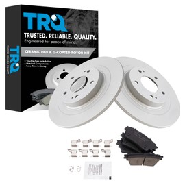 TRQ Rear Brake Pad & Rotor Kit Ceramic Premium G-Coated Compatible with 2018-2020 Mitsubishi Eclipse Cross 2017-2020 Outlander 2018-2021 Outlander PHEV