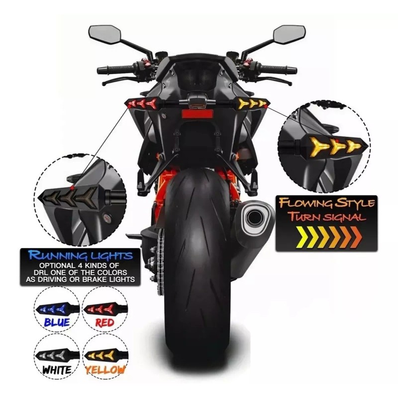 HERMOHERMO Direcciónales Led Motocicleta Secuencial Doble Función 2pz