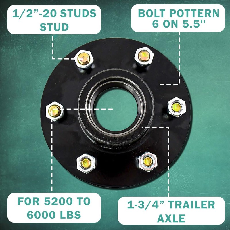JADODE Trailer Hub Kits 6 Bolt 5.5 for 6000 lbs