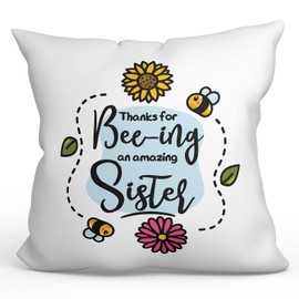 MUGFFINS SISTER Cushion Padding included - in English - Thanks For Beeing Amazing - Funny gift - Pillow: cover and filling 15.7x15.7 inches