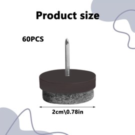 Pack of 60 Felt Gliders Chair, Felt Glides Nails, Screws Professional Furniture Gliders, Chair Gliders Felt for Nailing for Laminate Parquet Armchair - Diameter 22 mm, 5 mm Thickness