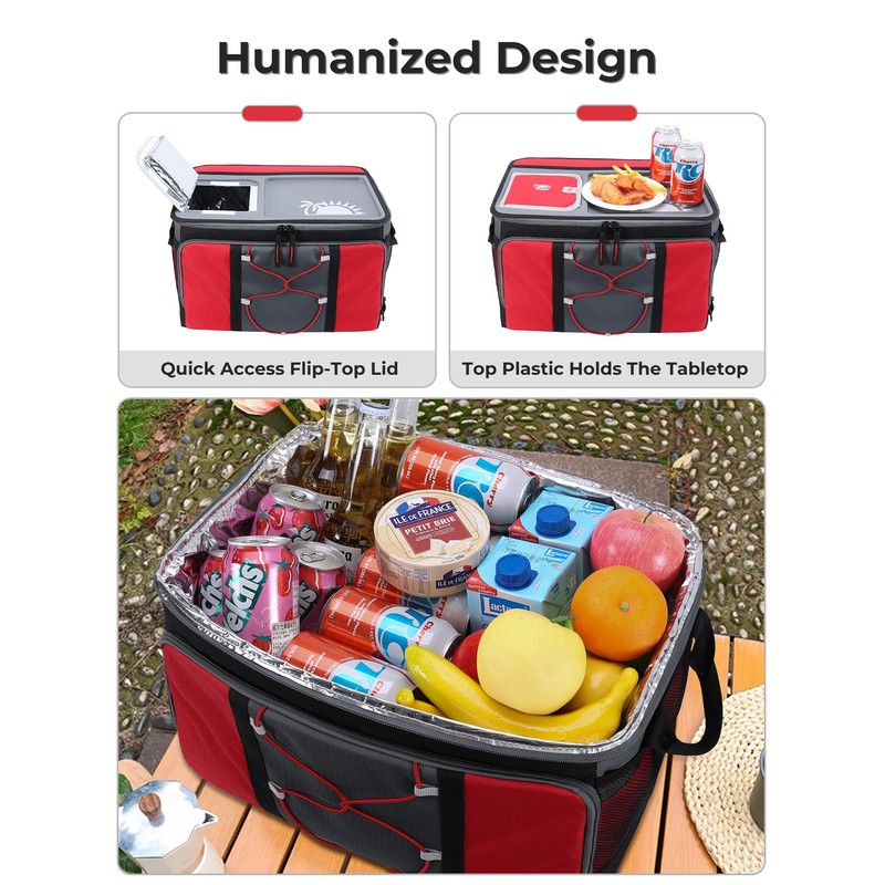 50-Can Large Rolling Cooler, Leakproof Insulated Cooler with Wheels and