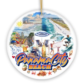 Panama City Beach Tropical Paradise Ornament, Florida Coastal and Souvenir (Version 1)