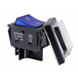 Rocker Switch Blue with Waterproof Cover, 30 A 250 ~ 4 Pin Installation Dimensions 30 x 22 mm On/Off Rocker Switch Rocker Illuminated