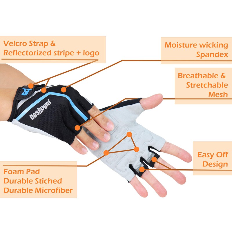 Baskogni Cycling Gloves – Padded Shockproof Reflectorizing Gloves – 5