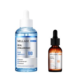 Wellage Real Hyaluronic Blue 100 Ampoule 100ml+Hyper Toning Glow Ampoule 30ml Skin Care Blue 100ml+Toning Glow Ampoule 30ml / 웰라쥬 리얼 히알루로닉 블루 100 앰플 100ml+하이퍼 토닝 글로이 앰플 30ml 피부관리 블루 100ml+토닝 글로이 앰플 30ml