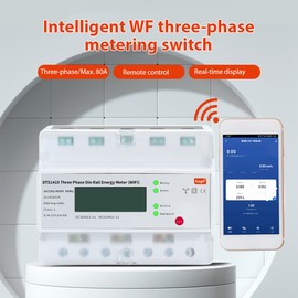 Smart Electricity Meter WIFI Remote Prepaid Electricity Meter Multifunctional 3-phase Rail Type Home Room Rlectricity Meter LCD Screen for Tuya App Electricity Management Digital Energy Meter