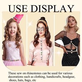 LICHLIN 100pcs 12MM Flower Claw Rhinestones Gold Base Crystals Stones Beads Trim Sew On Rhinestones for Clothes Sewing Accessories Crafts (12mm, CrystalAB)