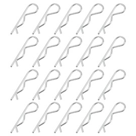 PATIKIL M2 x 50 mm Cotter Pin Assortment Kit, 20 Pcs Heavy Duty R Clips Hardware Pin Carbon Steel Spring Fasteners Hitch Pin for Trailer Locking Lawn Mowers Truck, Silver Tone