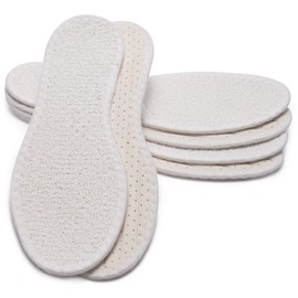 Marol 3 Pairs Barefoot Soles, 100% Cotton Terry Towelling with Latex Cushioning, Insoles For Combating Unpleasant Odours and Bacteria, Size 36-47 (UK 4-12) - White - 38