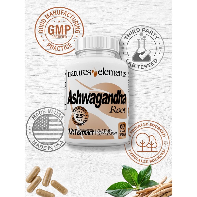 Natures Elements Ashwagandha Root – 12:1 Extract – 1000mg Per