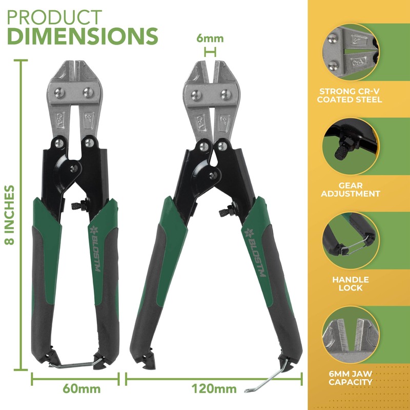 BLOSTM Mini Bolt Cutters 8" - Heavy Duty Wire Cutters