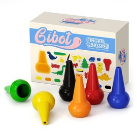 Gibot Toddler Wax Crayons, Palm Grip Wax Crayons, 6 Colours, Drawing Pen, Wax Crayons, Kids Stackable Toy for Children and Toddlers, Safe Montessori Toy