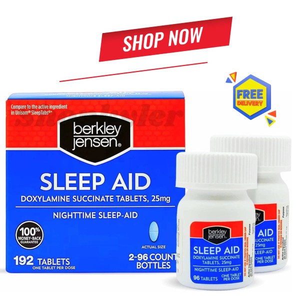 Branded berkley jensen Sleep Aid (192 Tablets) - Doxylamine Succinate
