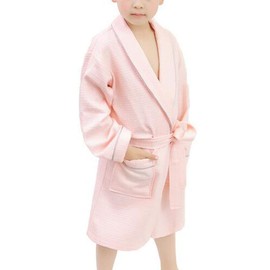 Suplove Children's summer cotton bathrobe boy girl Hooded hot spring swimming Sleeping robe (XXL(8-11 Years), Pink)