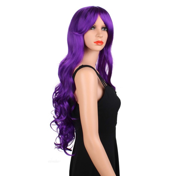 OKVGO Fashion Natural Wig with Long Curly Wigs for Women Cosplay Party Women Daily Wear Purple