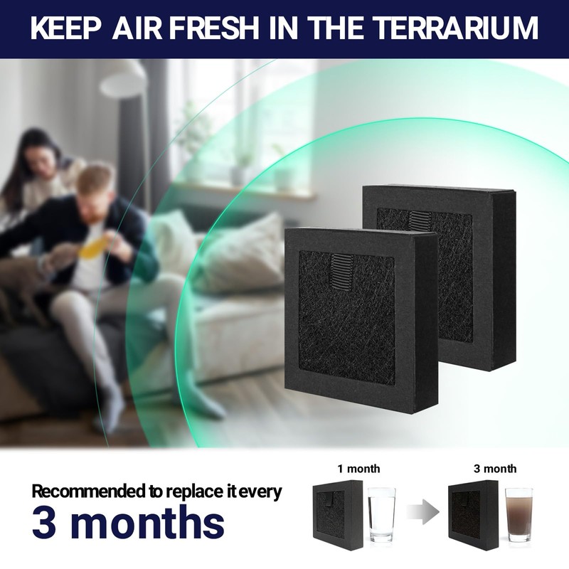 REPTI ZOO Reptile Terrarium Air Purifier Activated Carbon Replacement Filter