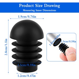 50 Pcs Round End Pipe Plugs (19mm) Plastic Tube Inserts Tube Domed Inserts, Chair Leg End Caps Plastic Plug Protectors for Furniture Legs