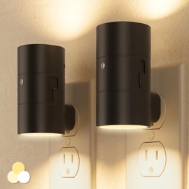 NIORSUN Night Lights Plug Into Wall,Plug in Night Light with 3 Light Modes,Ultra-Slim Design,Dusk to Dawn Sensor,0-100LM Dimmable Night Light for Hallway Bathroom Stairway Bedroom,Black,2 Pack