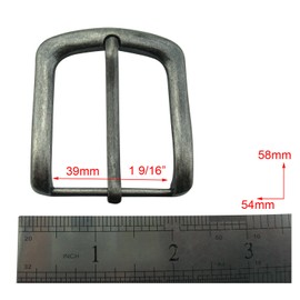 MYIW 1-9/16" (39 mm) Nickel Free and Lead Free Single Prong Square Belt Buckle (antique silver)