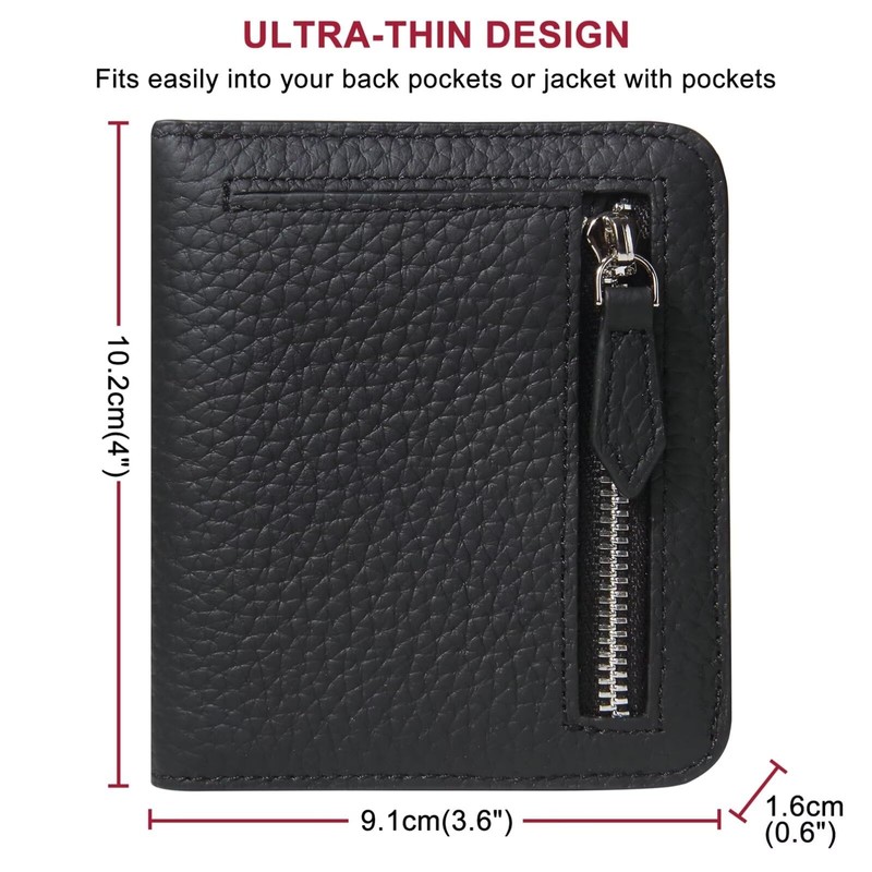 GADIEMKENSD Small Wallet Top Grain Leather RFID Blocking Mini Bifold