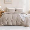Litanika Queen Comforter Set Khaki, 3 Pieces Lightweight Seersucker Bedding