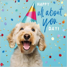 Abacus Cards Birthday Card - Happy Birthday Card with Party Dog and Confetti Design and Embossed Foil Details - Birthday Card for Women, Men, Friends