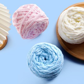 Blanket Yarn for Crocheting, Chunky Chenille Yarn for Crochet Amigurumi/Home Decor, Soft Thick Plush Yarn for Knitting Length 74yd/68m, Weight 3.5 Oz /100g (Aquamarine)