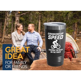 Track Bicycle Racing Black Edition Viking Tumbler 20oz - Cranking Up Speed - Bike Lover Mountain Biker Road Racer Sport Trails Bicycle Wheelie Rider Track Gymnast