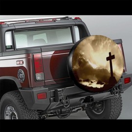 Religious Christian Spare Tire Cover,Universal Wheel Tire Cover for Trailer, RV, SUV, Truck,Camper and Many Vehicle,Weatherproof Tire Protectors（15 inch for Diameter 27"-29"）